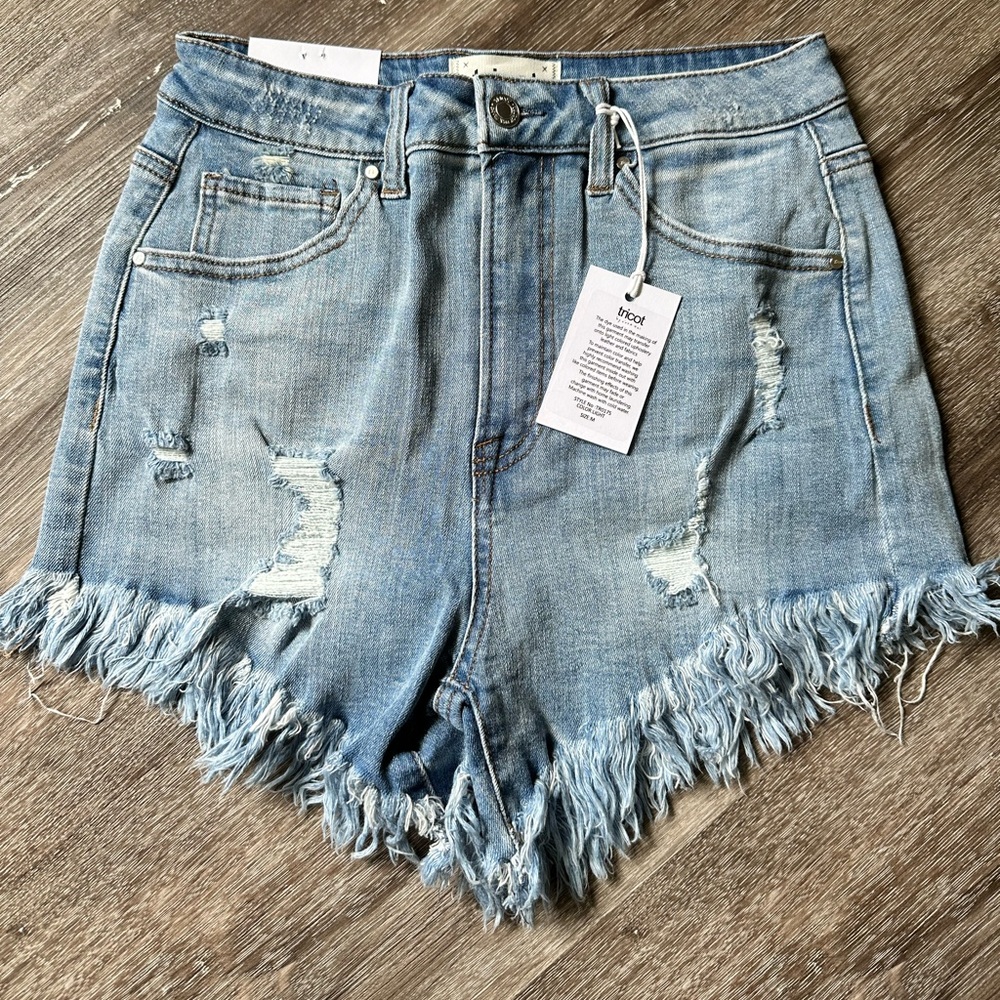 Tricot High Rise Frayed Shorts